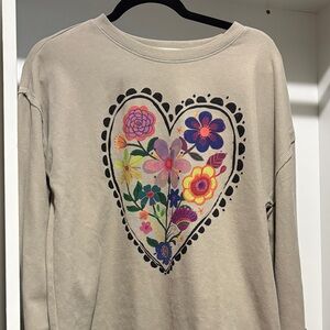 NATURAL LIFE XS Neutral Tone Sweatshirt with Beige Knit Trim